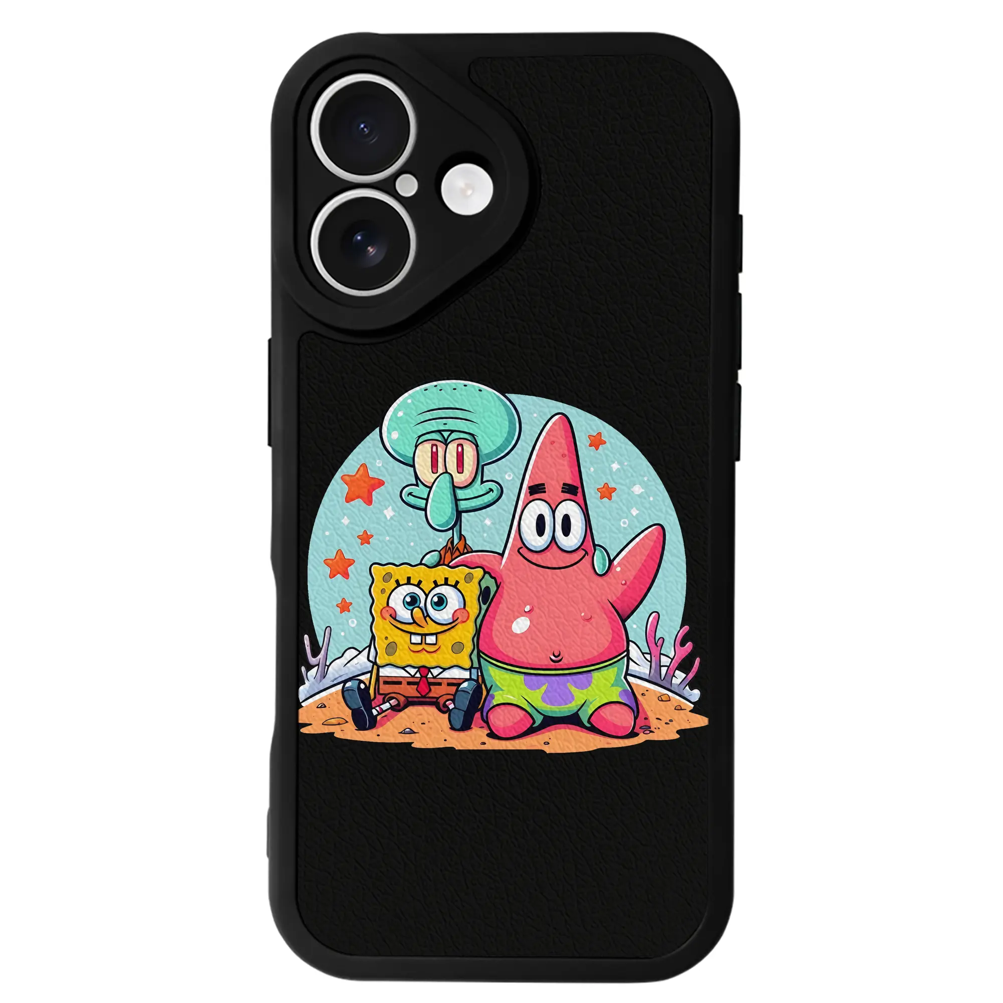 スポンジボブ グッズ パトリック・スター - IPhone 16シリーズ対応 ・ シリコンスマホケース ・ レザー調 ・ 高精度フィット ・ 耐衝撃 ・ ワイヤレス充電対応 ・ 精密カット